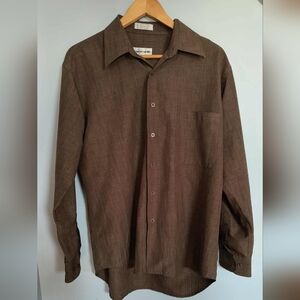 Pierre Cardin Chocolate Brown Casual Button Down Shirt - Men's 16